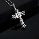Mens Black Rectangle Pendant Necklace with Steel Chain - Buzzastore