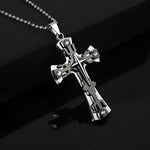 Mens Black Rectangle Pendant Necklace with Steel Chain - Buzzastore