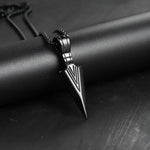 Mens Black Rectangle Pendant Necklace with Steel Chain - Buzzastore