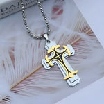Mens Black Rectangle Pendant Necklace with Steel Chain - Buzzastore
