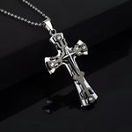 Mens Black Rectangle Pendant Necklace with Steel Chain - Buzzastore