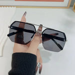 Mens Square Half Frame Metal Sunglasses - Trendy Retro Eyeglasses for Outdoor Sports - Buzzastore