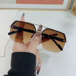 Mens Square Half Frame Metal Sunglasses - Trendy Retro Eyeglasses for Outdoor Sports - Buzzastore