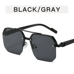 Mens Square Half Frame Metal Sunglasses - Trendy Retro Eyeglasses for Outdoor Sports - Buzzastore