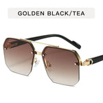 Mens Square Half Frame Metal Sunglasses - Trendy Retro Eyeglasses for Outdoor Sports - Buzzastore