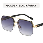 Mens Square Half Frame Metal Sunglasses - Trendy Retro Eyeglasses for Outdoor Sports - Buzzastore