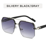 Mens Square Half Frame Metal Sunglasses - Trendy Retro Eyeglasses for Outdoor Sports - Buzzastore