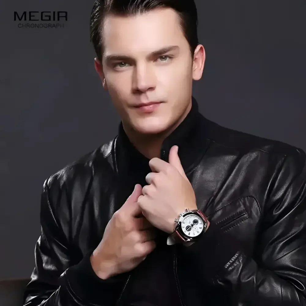 Multifunctional Mens Watch - Megir 2020G Stylish Timepiece with Chronograph and Date Display - Buzzastore