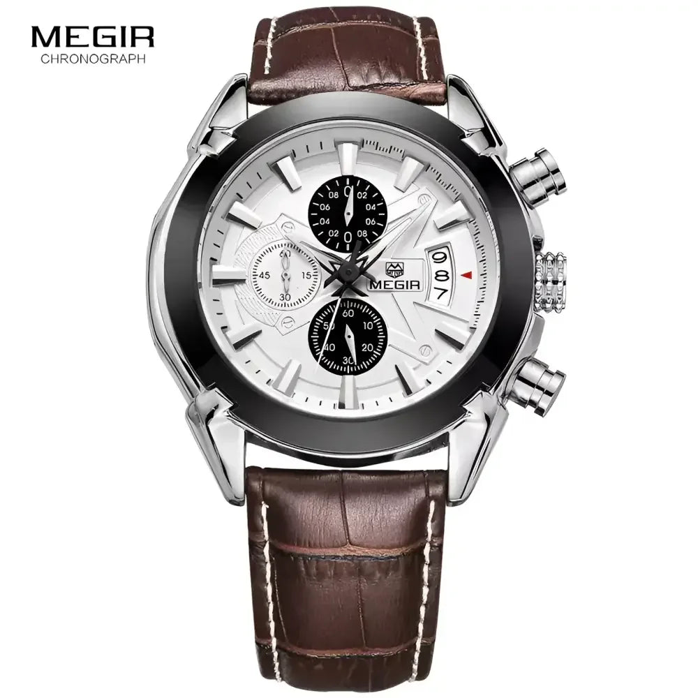 Multifunctional Mens Watch - Megir 2020G Stylish Timepiece with Chronograph and Date Display - Buzzastore
