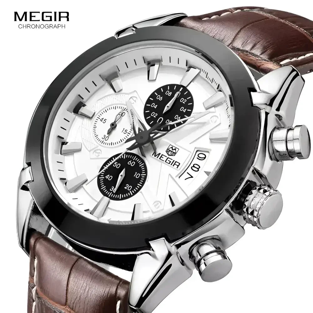 Multifunctional Mens Watch - Megir 2020G Stylish Timepiece with Chronograph and Date Display - Buzzastore