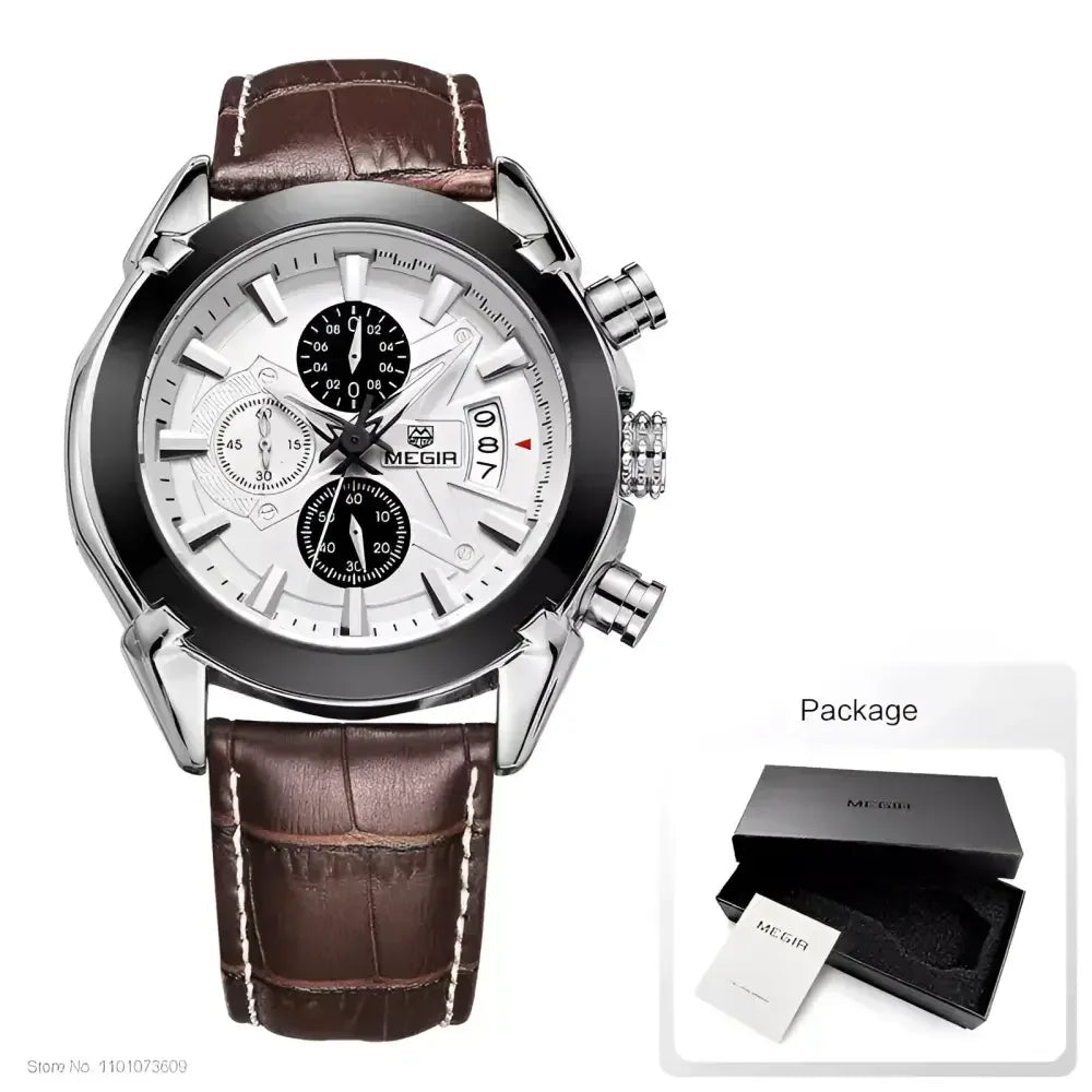 Multifunctional Mens Watch - Megir 2020G Stylish Timepiece with Chronograph and Date Display - Buzzastore
