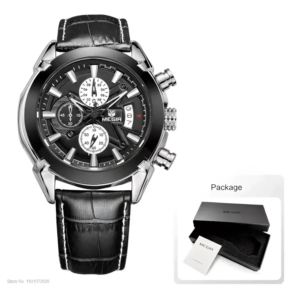 Multifunctional Mens Watch - Megir 2020G Stylish Timepiece with Chronograph and Date Display - Buzzastore