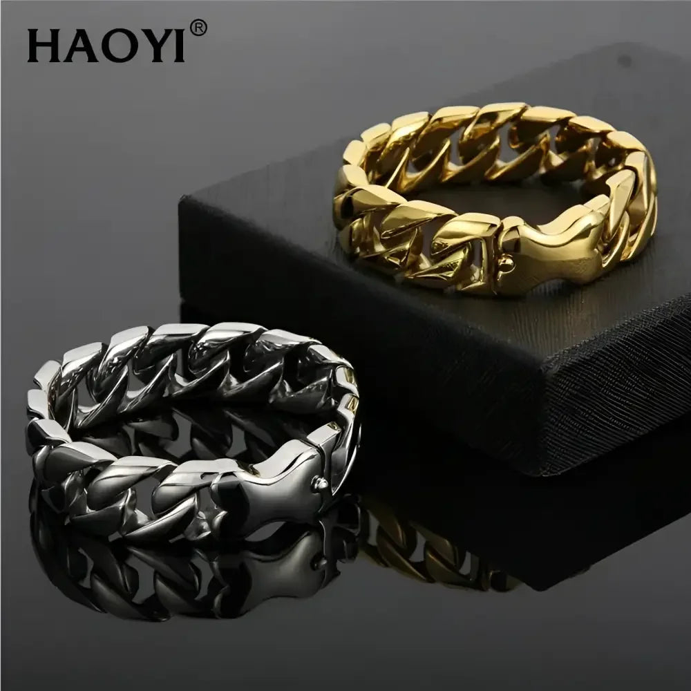 HAOYI Mens Stainless Steel Bracelet - Stylish Jewelry for Everyday Wear - Buzzastore