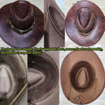 Faux Leather Western Cowboy Hat for Men Women - Vintage Panama Cowgirl Jazz Cap Sombrero - Buzzastore