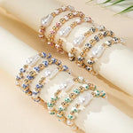 Baroque Pearl Bracelet for Women - Elastic Blue and White Porcelain Beaded Jewelry - Buzzastore