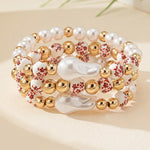 Baroque Pearl Bracelet for Women - Elastic Blue and White Porcelain Beaded Jewelry - Buzzastore