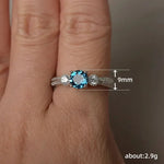 925 Sterling Silver Sea Blue Round Zircon Ring - Elegant Promise Wedding Jewelry for Women - Buzzastore