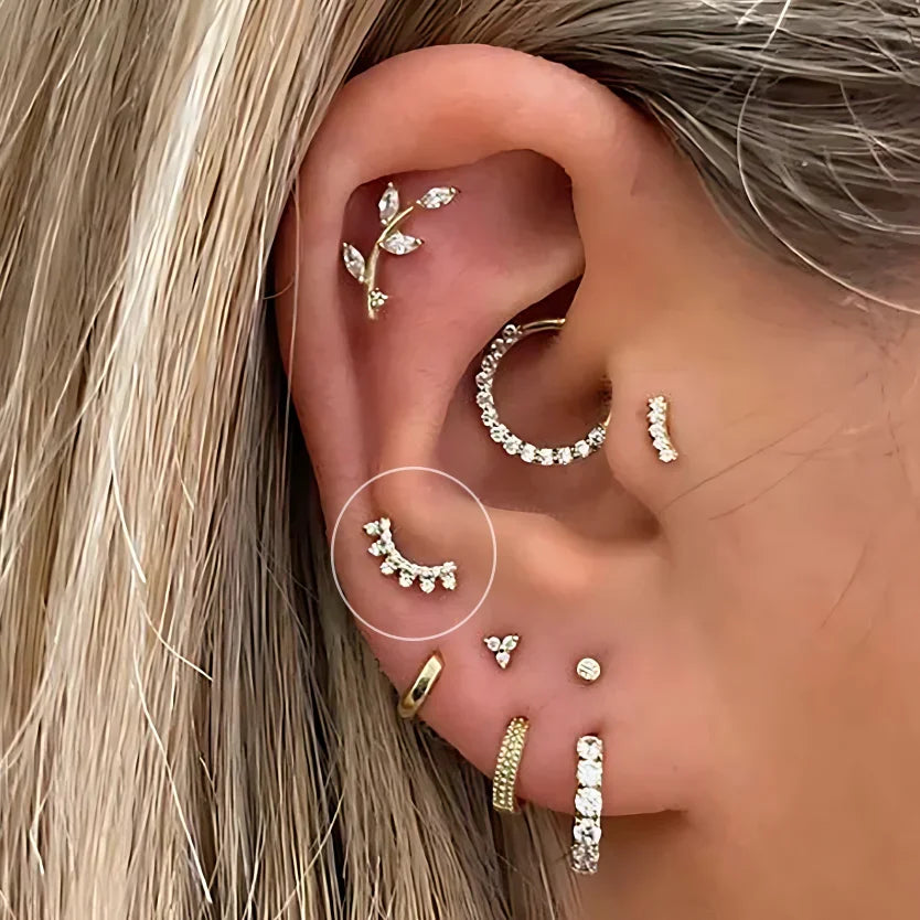 Zircon Daith Piercing Earrings for Women - Tiny Cartilage Jewelry for Rook Septum and Tragus - Buzzastore