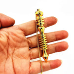Natural Brass Reiki Pendulum Pendant with Gold-Color Chain - Yoga Pyramid Amulet for Dowsing - Buzzastore