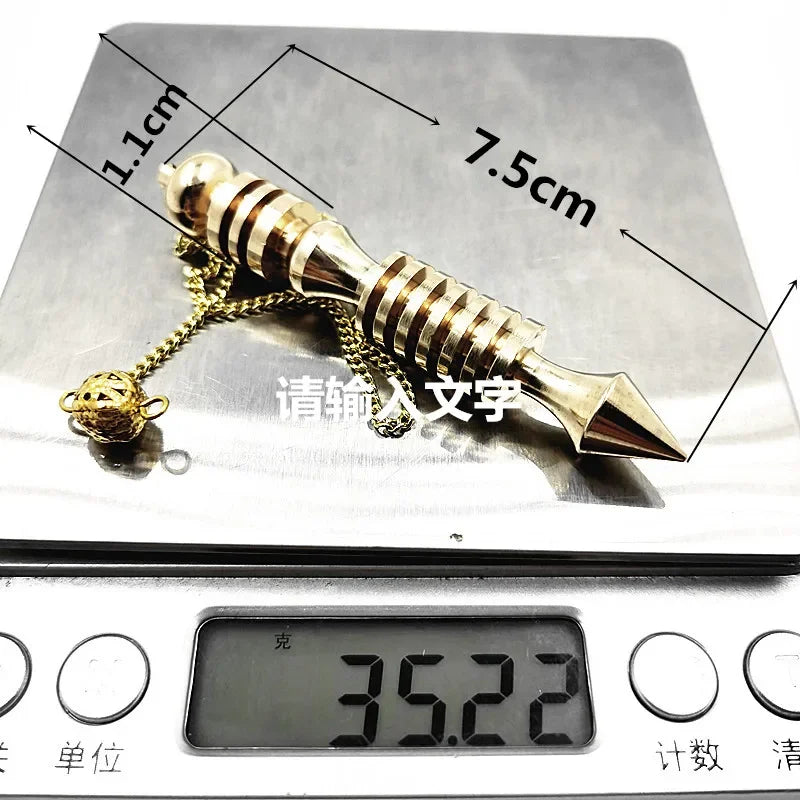 Natural Brass Reiki Pendulum Pendant with Gold-Color Chain - Yoga Pyramid Amulet for Dowsing - Buzzastore