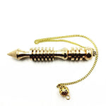 Natural Brass Reiki Pendulum Pendant with Gold-Color Chain - Yoga Pyramid Amulet for Dowsing - Buzzastore