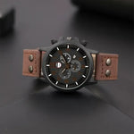 Mens Black Leather Chronograph Watch - Casual Style for Everyday Wear - Buzzastore