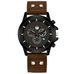 Mens Black Leather Chronograph Watch - Casual Style for Everyday Wear - Buzzastore