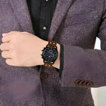 Mens Black Leather Chronograph Watch - Casual Style for Everyday Wear - Buzzastore