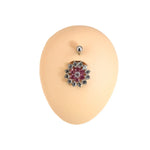 14G Stainless Steel Crystal Gem Flower Belly Piercing Elegant Body Jewelry for Women - Buzzastore