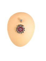 14G Stainless Steel Crystal Gem Flower Belly Piercing Elegant Body Jewelry for Women - Buzzastore