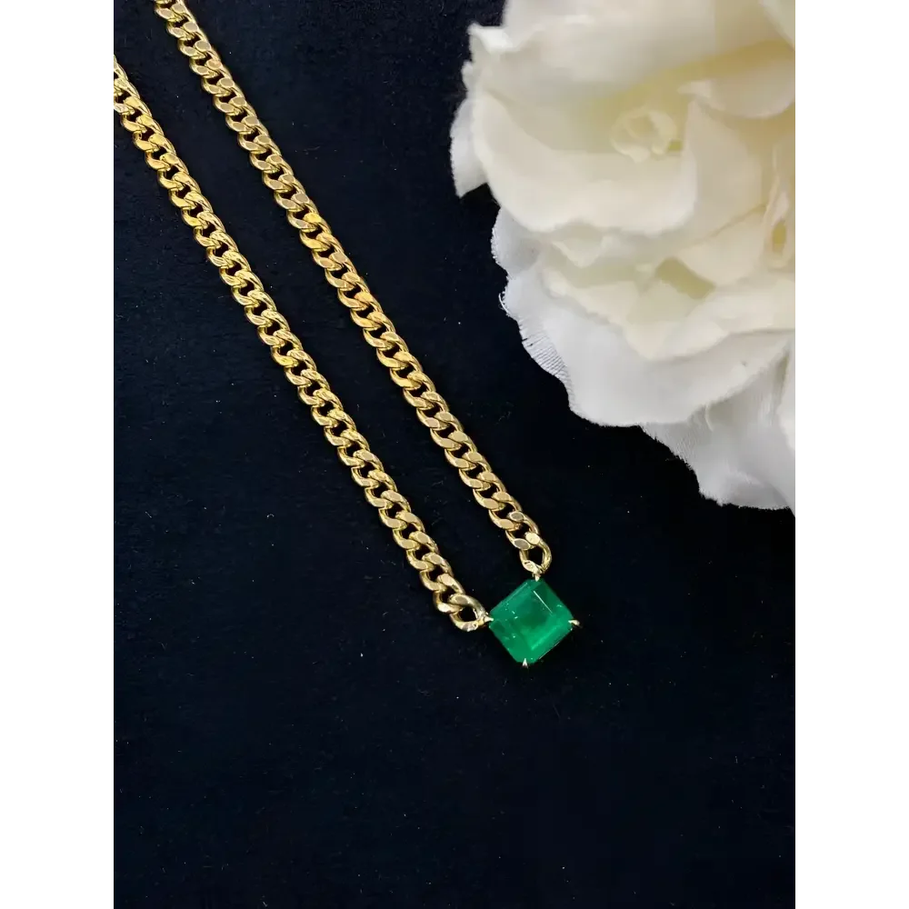 18k Yellow Gold Emerald Pendant Necklace for Elegant Women - Buzzastore