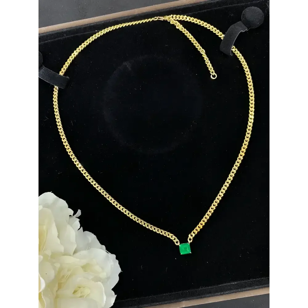 18k Yellow Gold Emerald Pendant Necklace for Elegant Women - Buzzastore