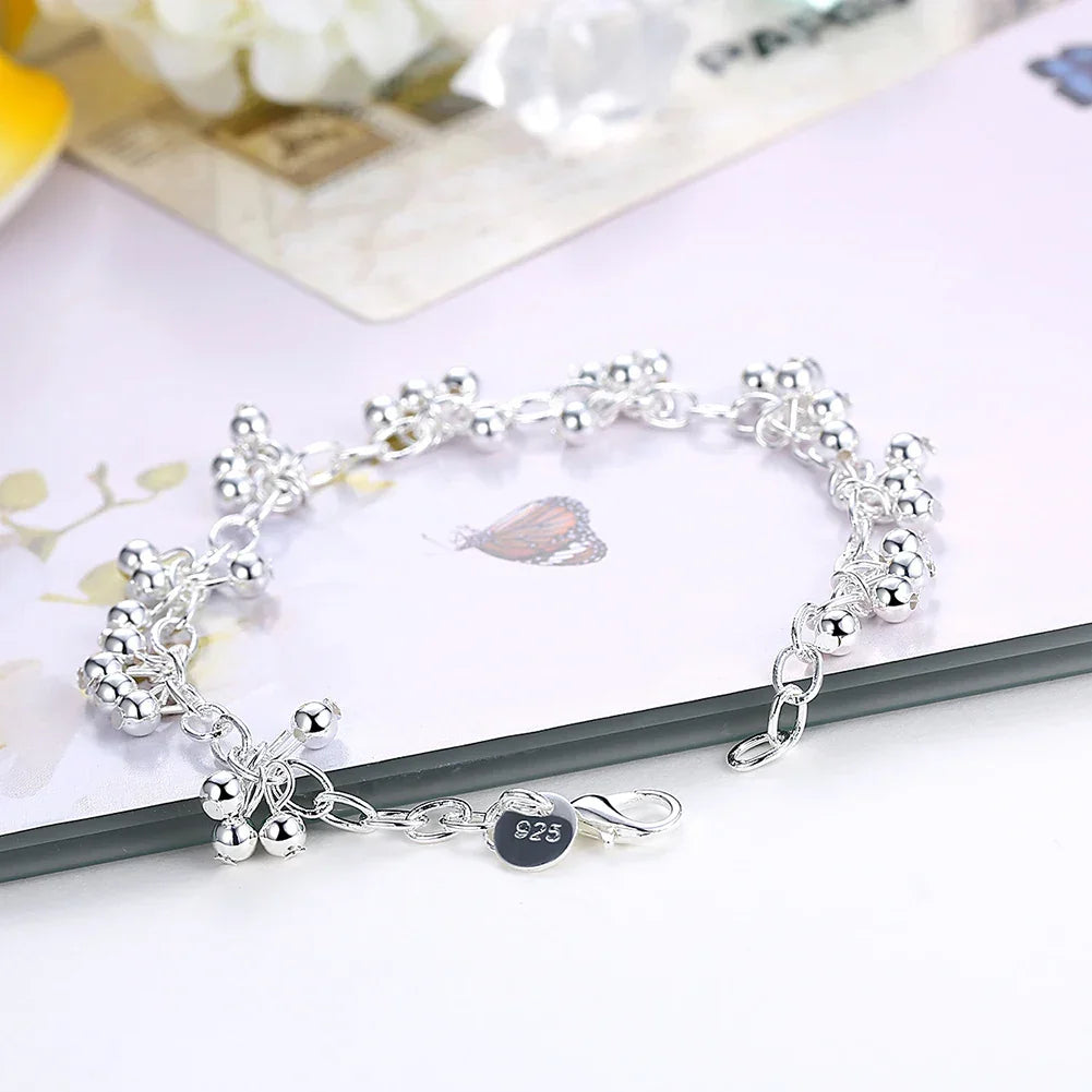 925 Silver Charm Bead Bracelet for Women Elegant Wedding Jewelry - Buzzastore