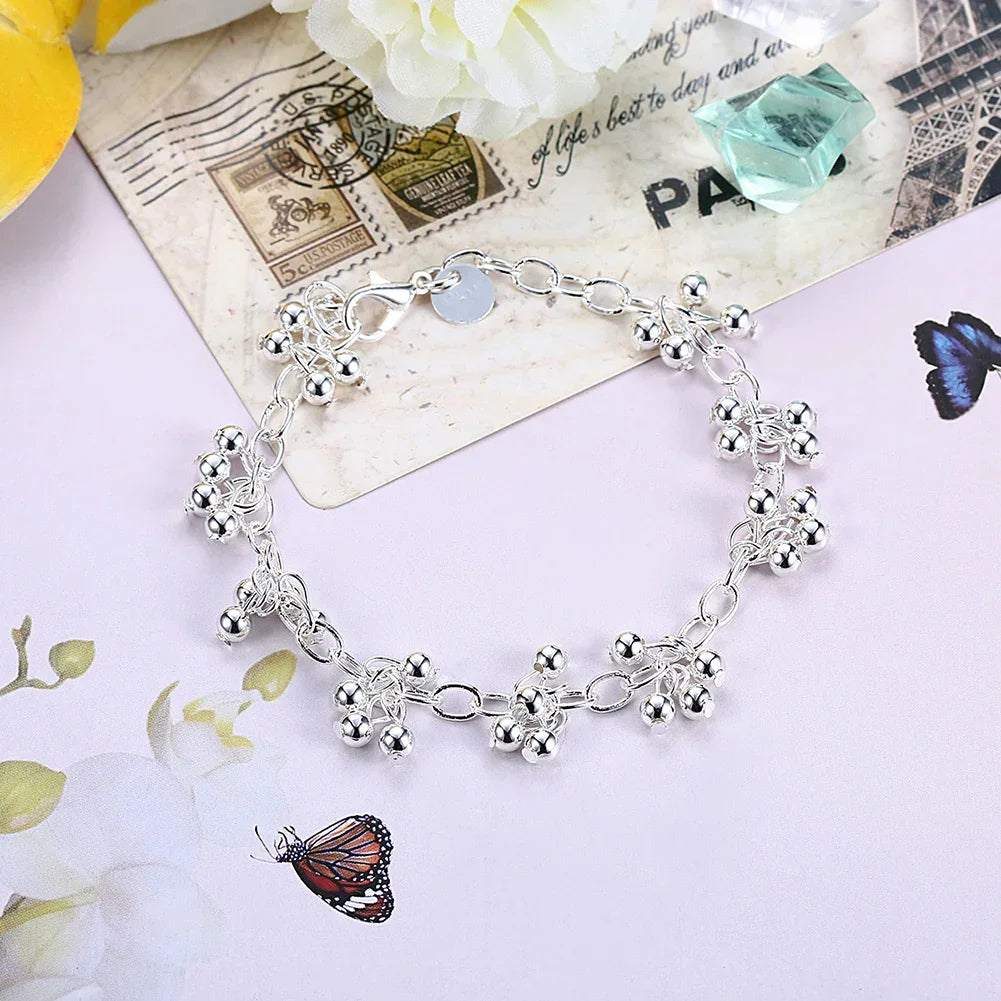 925 Silver Charm Bead Bracelet for Women Elegant Wedding Jewelry - Buzzastore