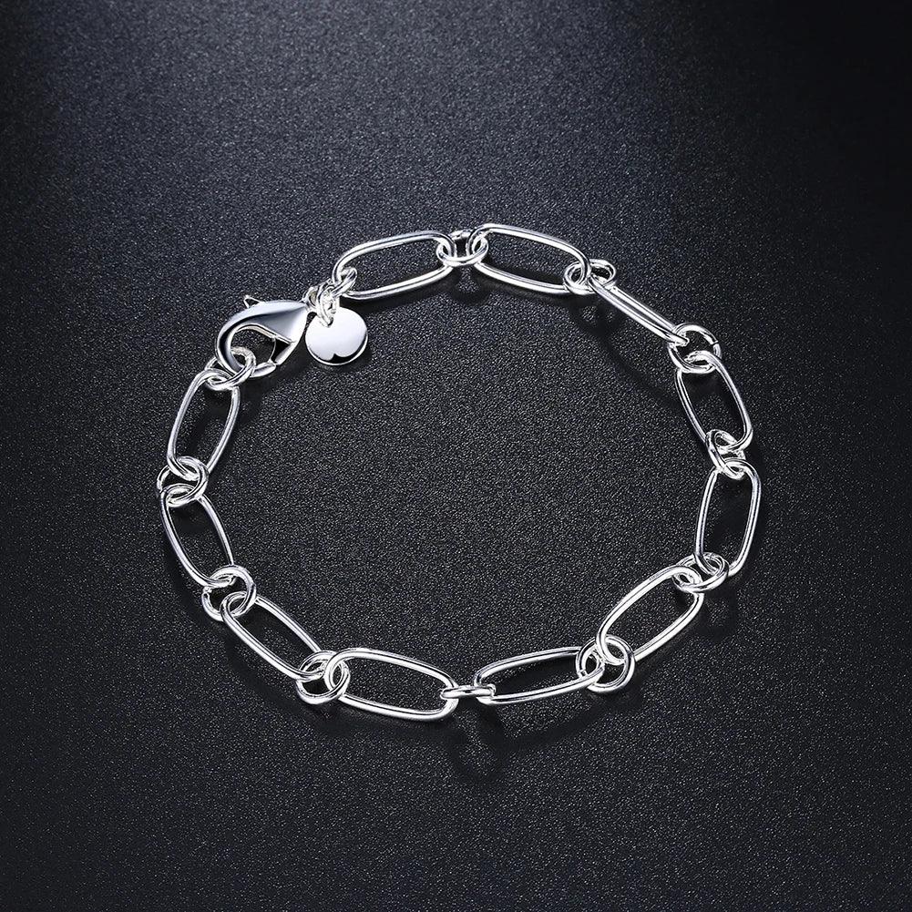 925 Sterling Silver Chain Bracelet for Women - Elegant Wedding Party Jewelry Gift - Buzzastore