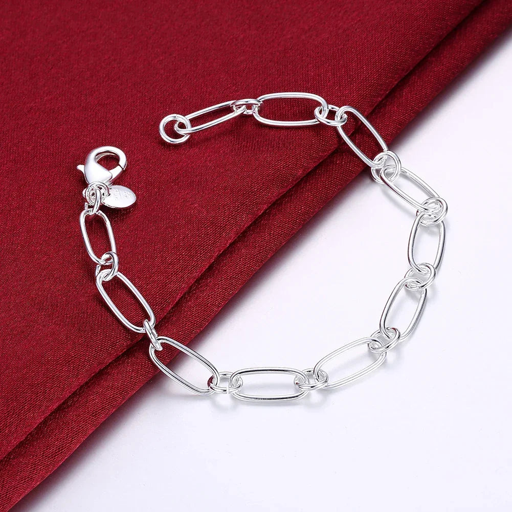 925 Sterling Silver Chain Bracelet for Women - Elegant Wedding Party Jewelry Gift - Buzzastore
