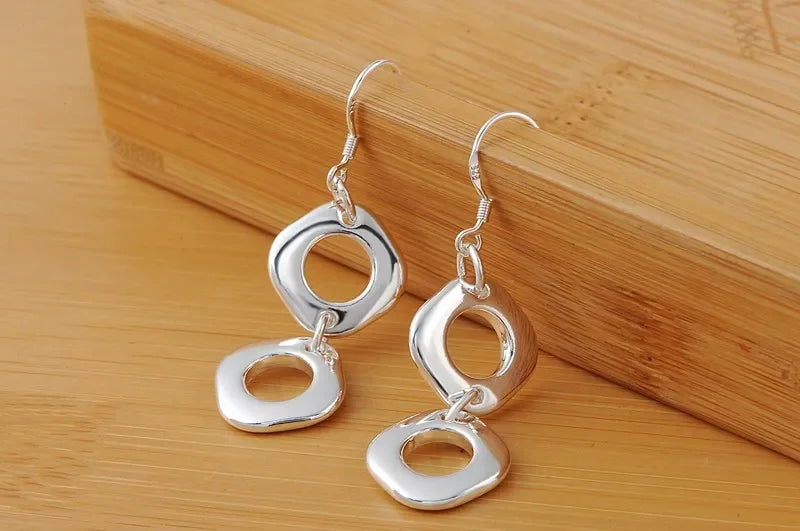 925 Sterling Silver Square Earrings for Women - Elegant Fashion Jewelry Luxury Gift - Buzzastore