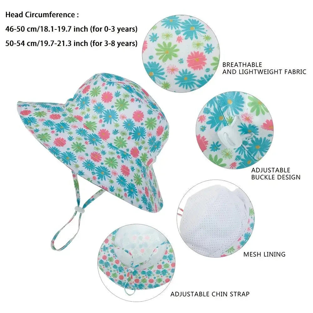 Summer Sun Hats for Babies Kids 0-8 Years - Stylish UV Protection for Girls Boys - Buzzastore