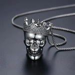 King Skull Necklace with Cubic Zirconia - JINSE Statement Jewelry - Buzzastore