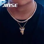 King Skull Necklace with Cubic Zirconia - JINSE Statement Jewelry - Buzzastore