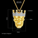 King Skull Necklace with Cubic Zirconia - JINSE Statement Jewelry - Buzzastore