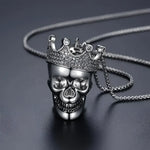 King Skull Necklace with Cubic Zirconia - JINSE Statement Jewelry - Buzzastore