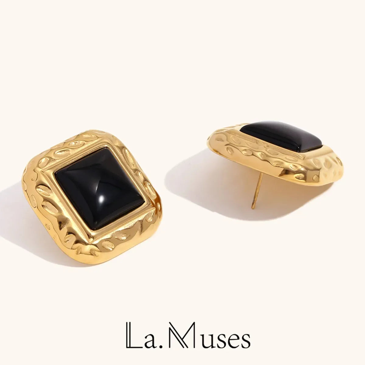 Black Acrylic Round Stud Earrings for Women - Delicate Square Design Fashion Jewelry 2024 - Buzzastore