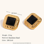 Black Acrylic Round Stud Earrings for Women - Delicate Square Design Fashion Jewelry 2024 - Buzzastore