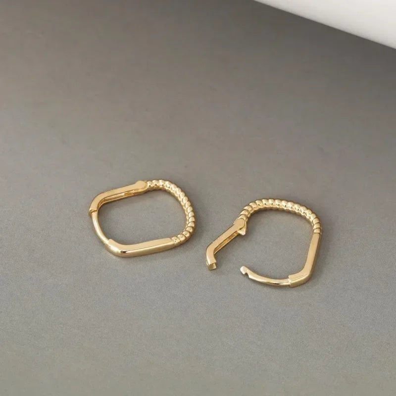 S925 Sterling Silver 18K Gold Geometric Square Earrings for Women - Chic Fashion Accessories - Buzzastore