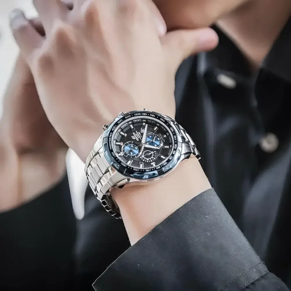 Casio Silver Chronograph Business Watch - Elegant Timepiece for Professionals - Buzzastore