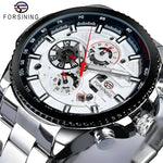 FORISNING Stainless Steel Mechanical Wristwatch - Elegant Timepiece for Men - Buzzastore