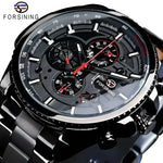 FORISNING Stainless Steel Mechanical Wristwatch - Elegant Timepiece for Men - Buzzastore
