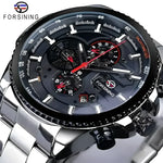 FORISNING Stainless Steel Mechanical Wristwatch - Elegant Timepiece for Men - Buzzastore