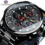 FORISNING Stainless Steel Mechanical Wristwatch - Elegant Timepiece for Men - Buzzastore
